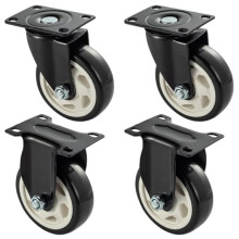 3 Inch Heavy Duty Furniture Caster Wheels Set 100kg Capacity Double Ball Bearings for Smooth Furniture Movement (2 Fixed + 2 Swivel)