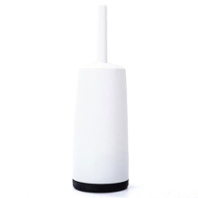 Toilet Brush and Holder Set White, 360 Deep Cleaning Long Handle Bathroom Brush with Non Slip Base