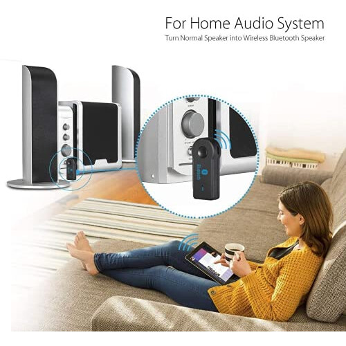 Mini Wireless Bluetooth Audio Receiver 3.5mm Adapter for Car Stereo and Speaker with LED Control 2