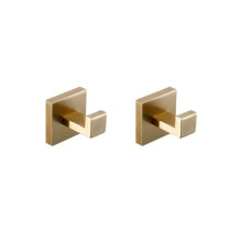 Matte Gold Bathroom Accessories Set 304 Stainless Steel Towel Rack with Double Bar Shelf and Hooks