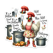 (2 Pack) Funny Chef Chicken Stickers for Kitchen Decor, Durable Vinyl, Fade Resistant, Made in USA