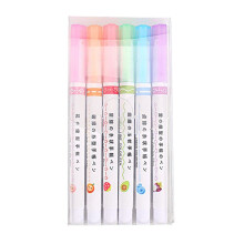6 Color Dual Tip Markers Set for Journaling and Art, QuickDry Curve Line Pens for Scrapbook and Drawing