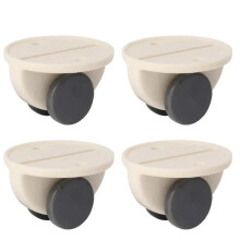 Adhesive Caster Wheels 8 Pack Beige – Easy Glide Low Profile Swivel Rollers for Storage Boxes and Small Furniture