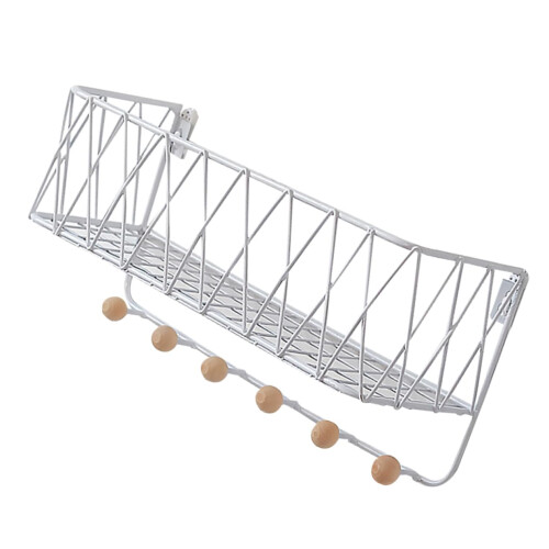Wall Mounted Coat Rack with Shelf, Durable Iron Construction, Space Saving Home Organizer White