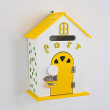 Wooden Wall Mounted Mailbox with ChildFriendly Design for Kids or Consultation Room, White Dinosaur Doodle