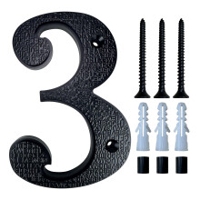 12 Inch Black House Number 3, Large Readable Outdoor Waterproof Address Numbers with Weatherproof Finish
