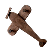Wood Wall Coat Rack with Airplane Design, SpaceSaving MultiHook Solid Wood Organizer for Kids Room