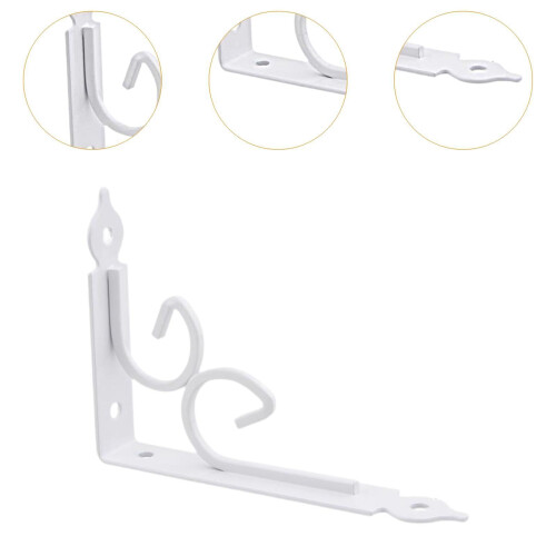 2 Pack White L Shaped Wall Shelf Brackets, Heavy Duty Iron Shelf Supports with Rust Resistant Coating 1