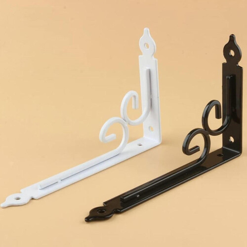 2 Pack White L Shaped Wall Shelf Brackets, Heavy Duty Iron Shelf Supports with Rust Resistant Coating 2