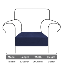 (Royal Blue, 1-seater (66.04*66.04*20.32 cm)) Minimalist Solid-Color Sofa Cover in Velvet with Thickened High-Elasticity Fabric Single Sofa