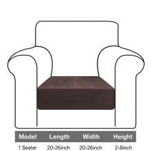 (【Brown】, 1-seater (66.04*66.04*20.32 cm)) Minimalist Solid-Color Sofa Cover in Velvet with Thickened High-Elasticity Fabric Single Sofa