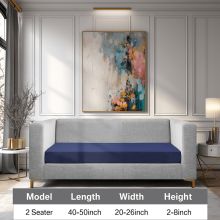 (Royal Blue, 2-seater (127.0*66.04*20.32 cm)) Minimalist Solid-Color Sofa Cover in Velvet with Thickened High-Elasticity Fabric Single Sofa
