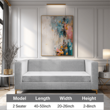 (Light Grey, 2-seater (127.0*66.04*20.32 cm)) Minimalist Solid-Color Sofa Cover in Velvet with Thickened High-Elasticity Fabric Single Sofa