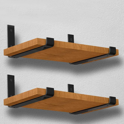 4 Pack Heavy Duty Shelf Brackets with Lip, Rustic L Shape Metal Wall Mount, Modern SpaceSaving Design 1