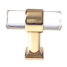 Modern Clear Acrylic Cabinet Handles with Polished Gold Accent, Drawer Pulls 1.57in Knob