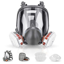 15 in 1 Full Face Respirator Mask, Reusable Gas Mask with Filters, Wide View, Silicone Seal, Industrial Protection