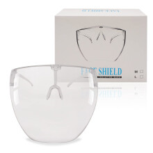 Clear Face Shield with Glasses Frame, AntiFog Full Face Coverage, Reusable UV Protective Visor for Adults