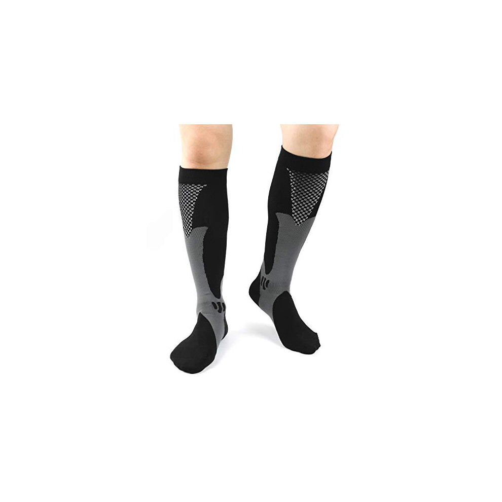 Medical Grade Graduated Compression Socks for Men and Women, Nurses, Running, Travel, 1 Pair L/XL