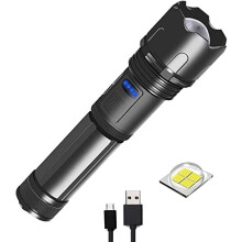Rechargeable LED Flashlight 1200 Lumen Bright Beam Zoomable Focus with Battery and USB Cable for Hiking and Emergency