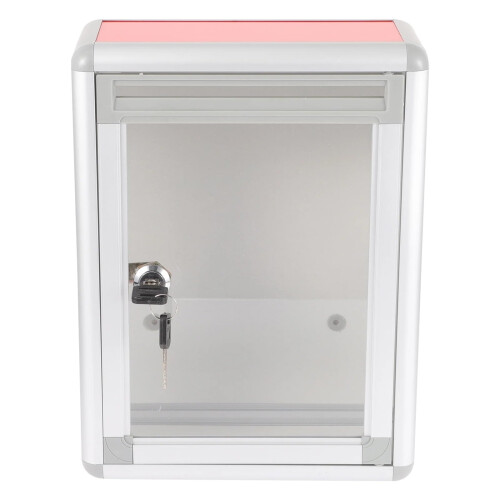 Red Aluminum Wall Mounted Mailbox, Weatherproof Locking Outdoor Mail Box for Home
