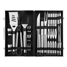 26 Piece BBQ Grill Tool Set Heavy Duty Stainless Steel Barbecue Utensil Kit with Aluminum Case