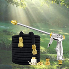 Expandable Garden Hose 5m with Brass Fittings Pressure Water Sprayer Nozzle for Car and Garden Cleaning
