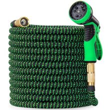 100 ft Expandable Garden Hose with Leak‑Resistant Brass Connectors, Flexible No‑Kink Design, 10 Function Spray Nozzle