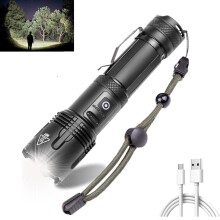 Ultra Bright 1200000 Lumens Rechargeable LED Tactical Flashlight, Zoomable Waterproof Aluminum Body with Power Bank for Camping and Emergency