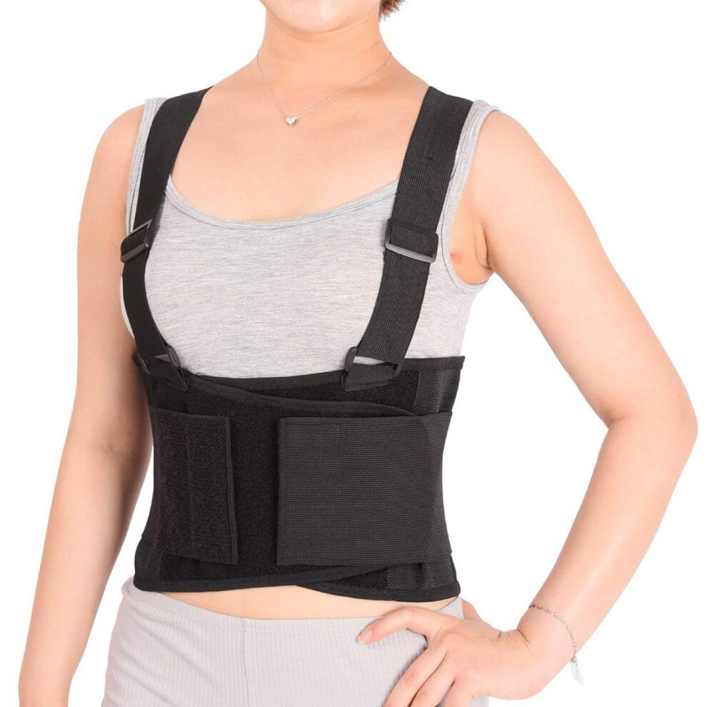 Adjustable Back Support Belt with Suspenders for Lower Back Pain Relief, Ergonomic Posture Corrector Brace for Men and Women, Black XXL