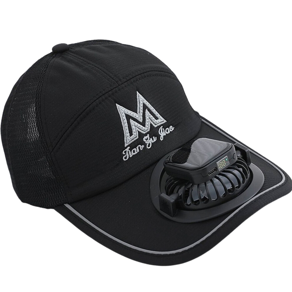 3 Speed Wind Solar Power Fan Hat Baseball Sun Hat For-Black 7754003797889