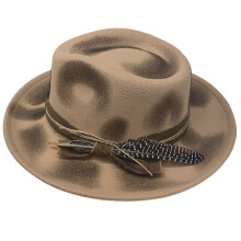 Elegant Distressed Bucket Cap With Feather Accent Soft-Khaki