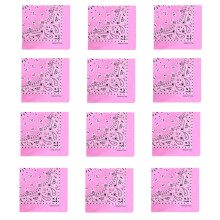 12Pcs Soft Cashew Print Head Scarf For Men Women Unisex-Pink