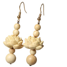 Stylish Wooden Florals Drop Earrings Fashion Statement Pieces-A