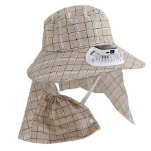 Outdoor Solar Ventilation Hat Adjustable Size-Khaki