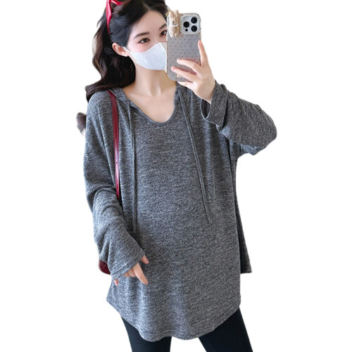 Women Maternity Sweatshirt Breathable Fabric Oversized-XL Gray