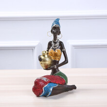 Statuie de fată africană din rășină, stil etnic, decorațiuni interioare, artizanat