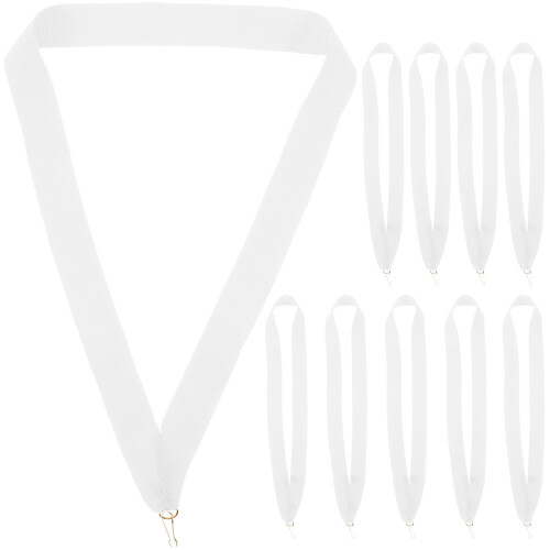 Competition Award Ribbon Hooks White Polyester 10 Pcs