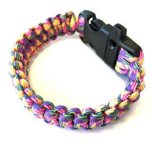 Enkelt Paracord-armband med visselpipa gul lila svart
