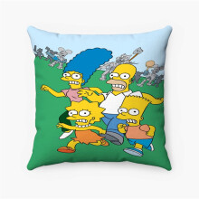 Gepersonaliseerde vierkante kussensloop met Simpsons-familieprint
