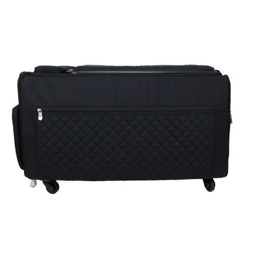 Jumbo 5 Wheel Collapsible Rolling Sewing Machine Storage Case, Black Quilted 1