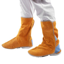Heat Resistant Cowhide Welding Boot Covers with Adjustable Fit and Durable Leather Leg Protection