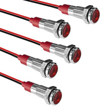 5PCS 6mm Red LED Indicator Light 1224V Waterproof Metal Signal Lamp IP66 for Car Truck Boat