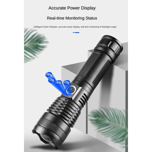 Rechargeable Flashlight with Telescopic Zoom Control, USB Fast Charging, Long Range Camping Torch 1