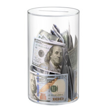 Clear Piggy Bank for Adults, Unopenable Acrylic Money Saving Box, Break to Open Design 8'x5'