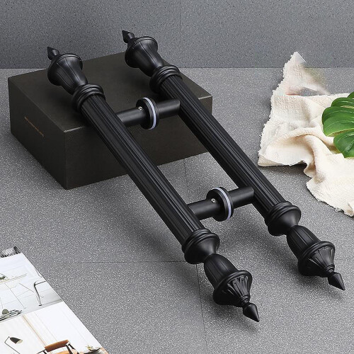 Black 100Cm Heavy Duty Door Pull Handle for Front Glass Door, Rustproof Double Sided Design 2