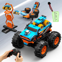 2in1 RC Monster Truck 1:16 Remote Control Car with Launcher Track, 360 Flips, Electric Scoring Gate, Towing Mini Cars, 2.4GHz Toy Gift for Kids