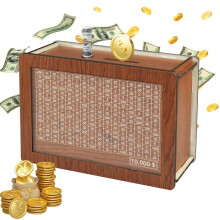 Wooden Piggy Bank for Adults with Counter, Money Saving Box with Goal Tracker and Durable Wooden Design