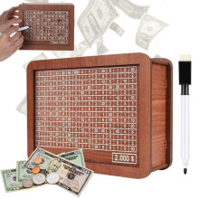 2000 Countdown Money Saving Box Wooden Piggy Bank with Money Target Display for Adults and Kids