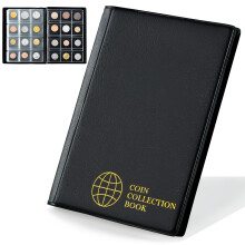 Coin Collection Album 120 Pockets Black Coin Holder Book 30x30mm Pocket Size with Clear View Pockets