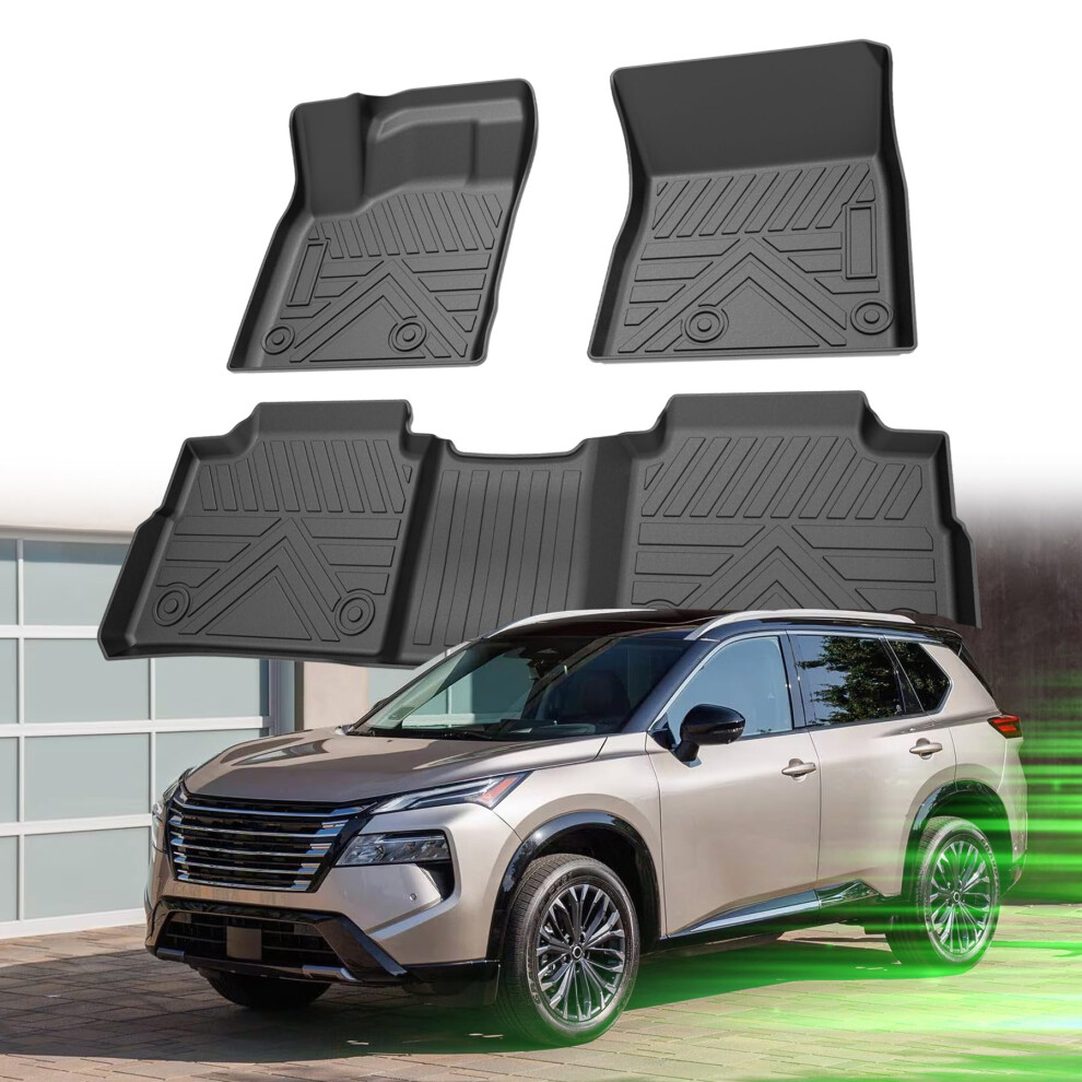 Floor Mats For Nissan Rogue 20212024 Custom Fit Tpe Liners Allweather Nonslip Easy Clean 3Pcs Black 9351714751698